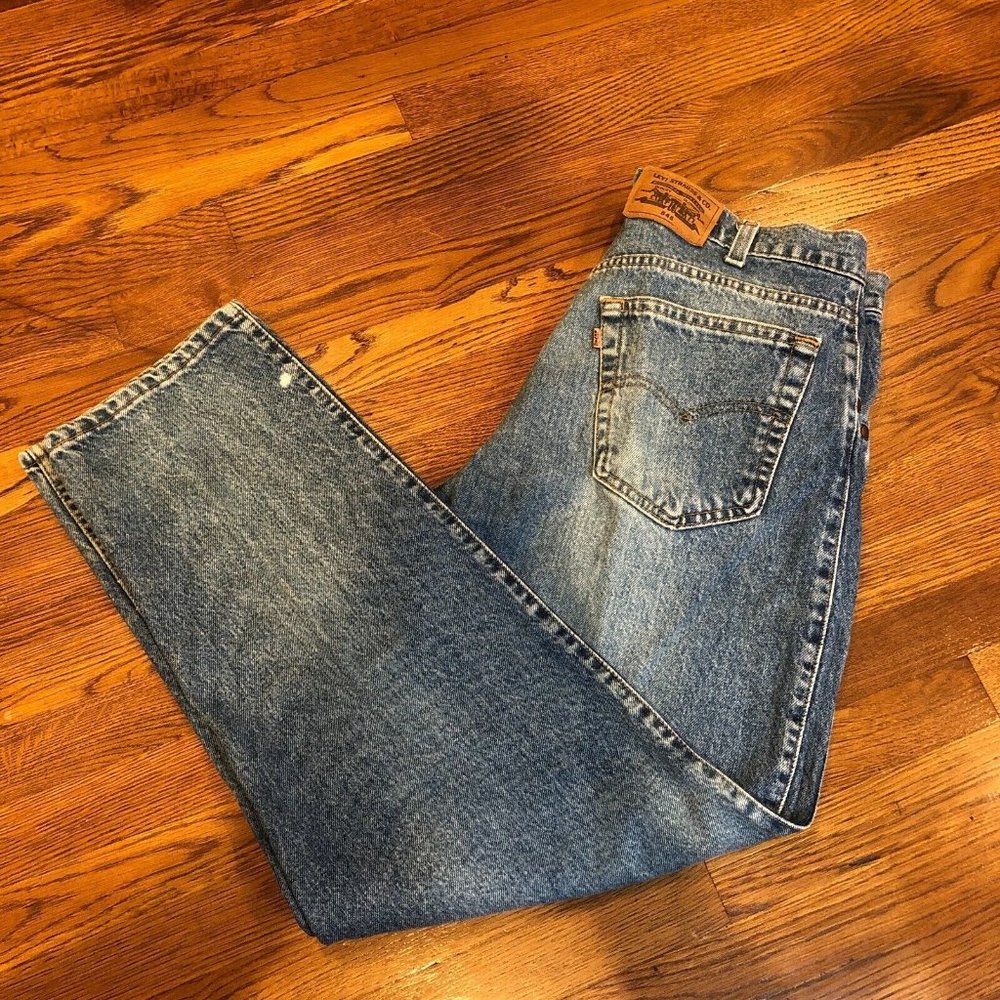 VTG Levi's 545 Loose Fit Denim Blue Jeans BROWN TAB Mens Size 36x29 (34x29)
